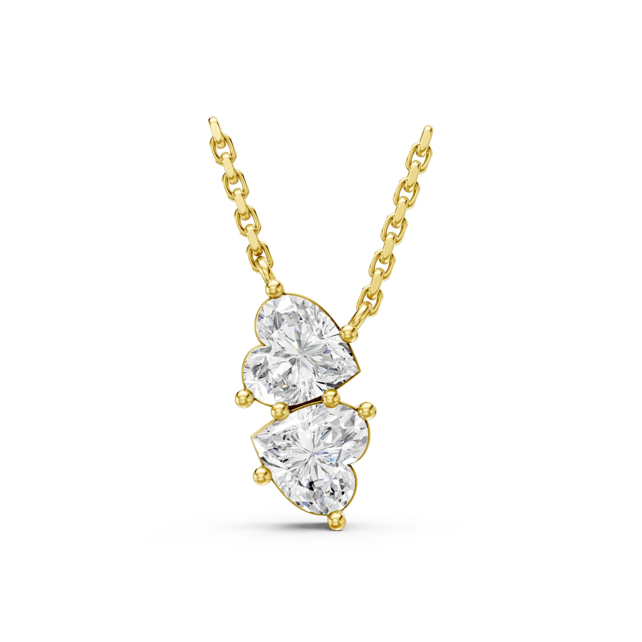 Amorette Two-Heart Diamond Drop Necklace jewellery