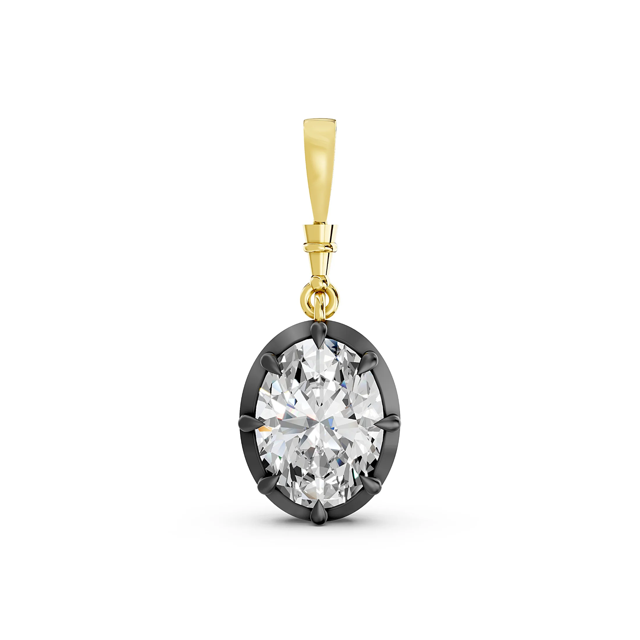 Eight-Prong Framed Oval Diamond Pendant jewellery