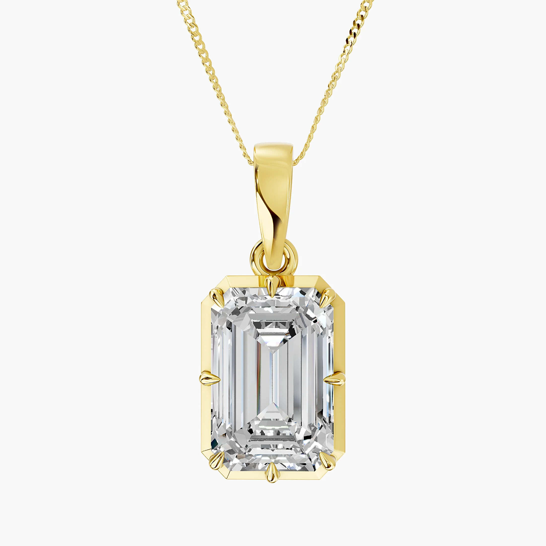 Emerald-Cut Eight-Prong Diamond Pendant jewellery
