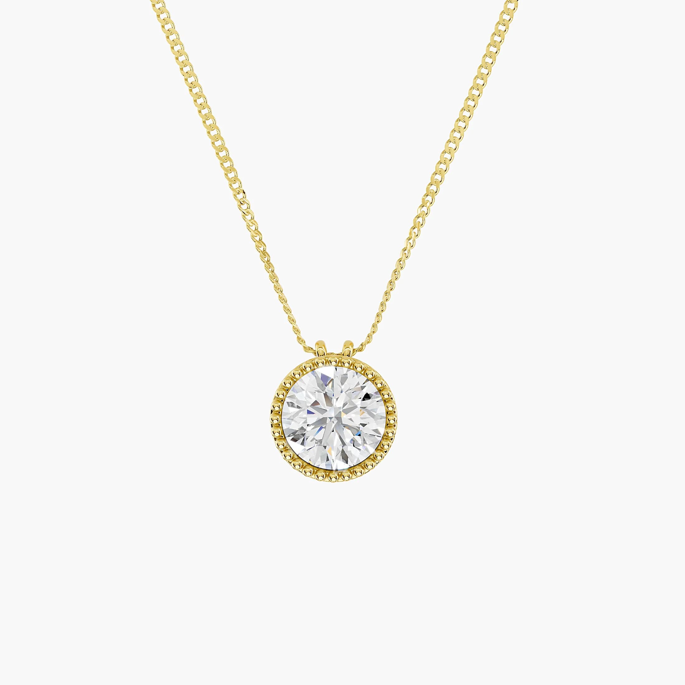 Milgrain Bezel Round Diamond Necklace jewellery