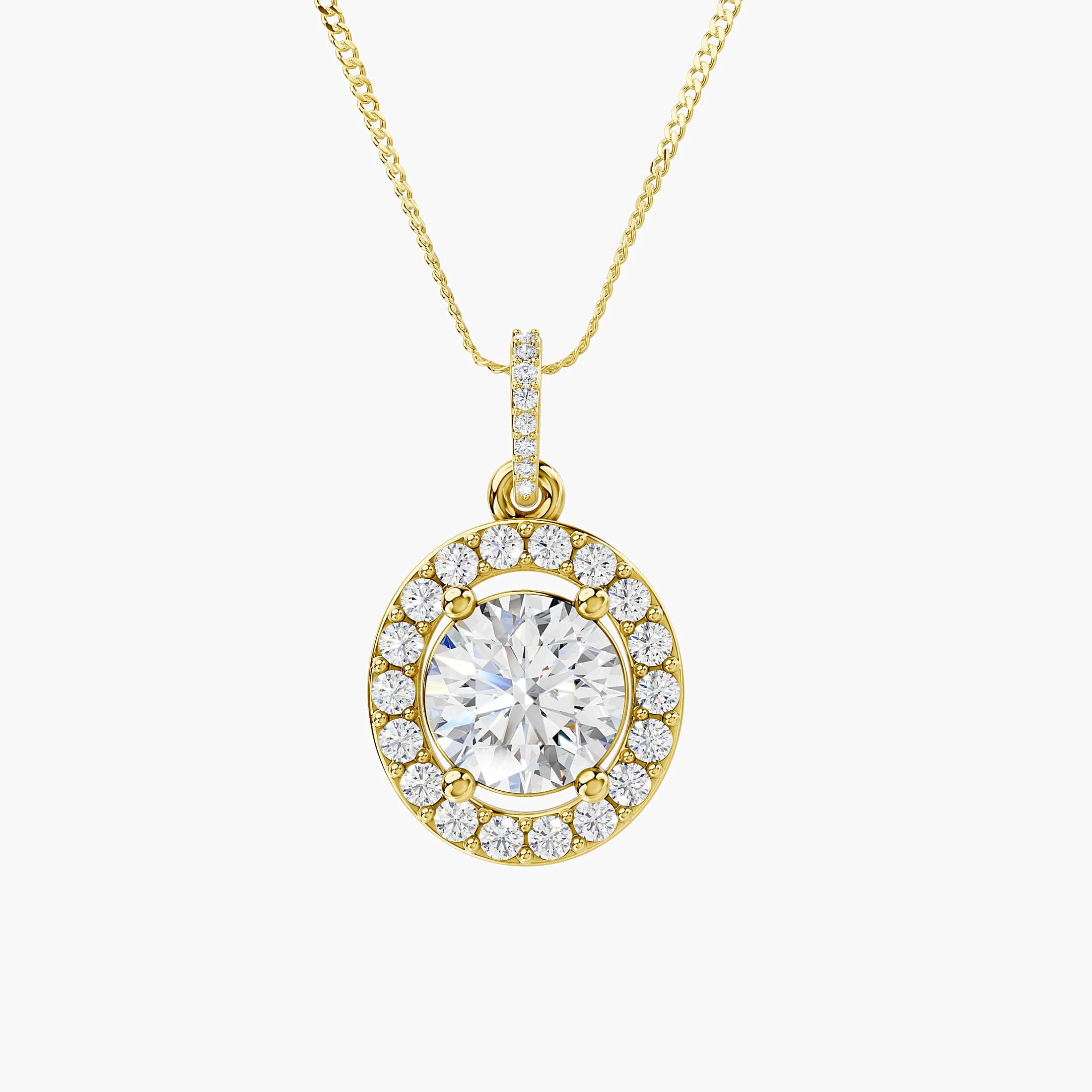 Round Diamond Halo Pendant with Diamond Bail jewellery