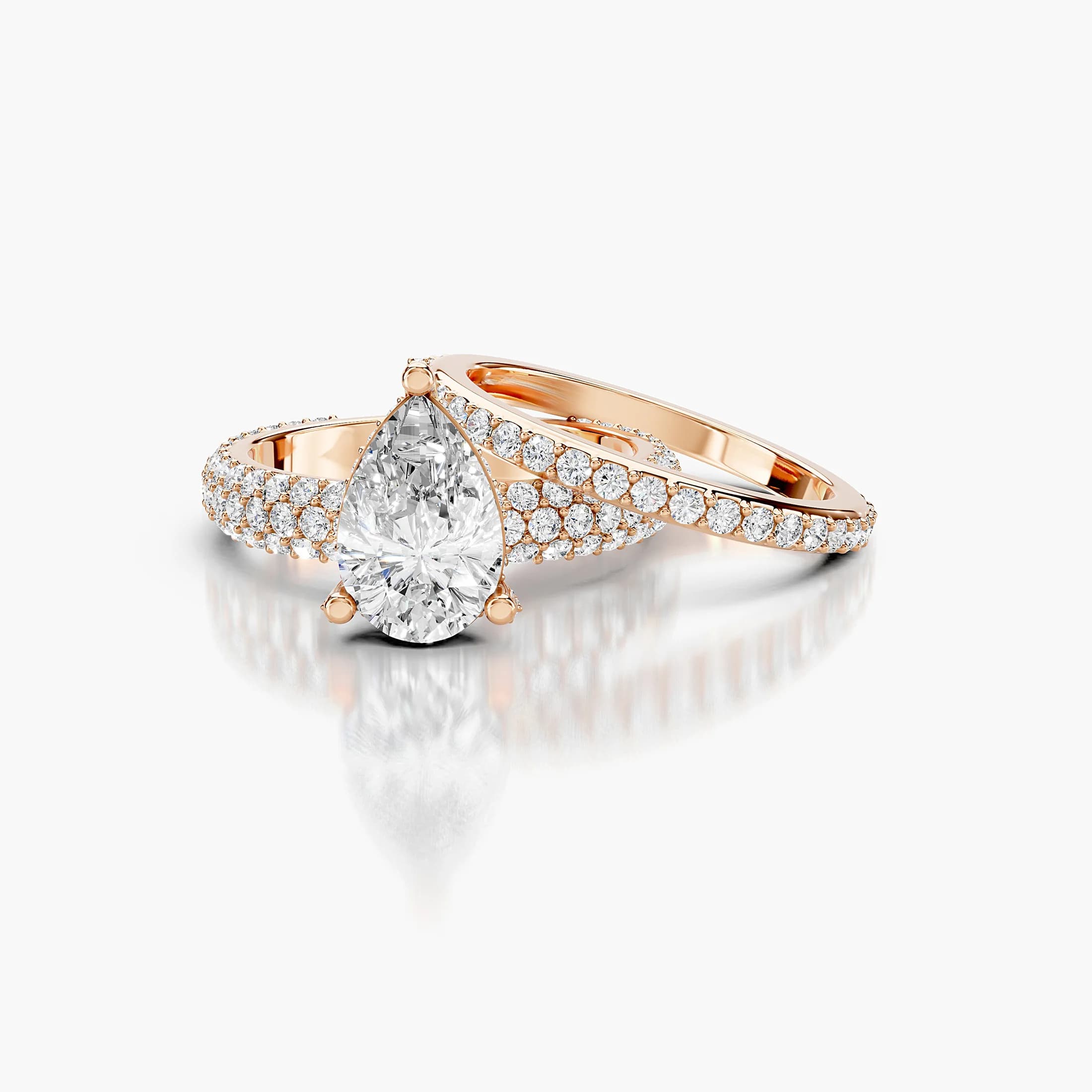 Luminous Point Pear Pavé Bridal Set jewellery