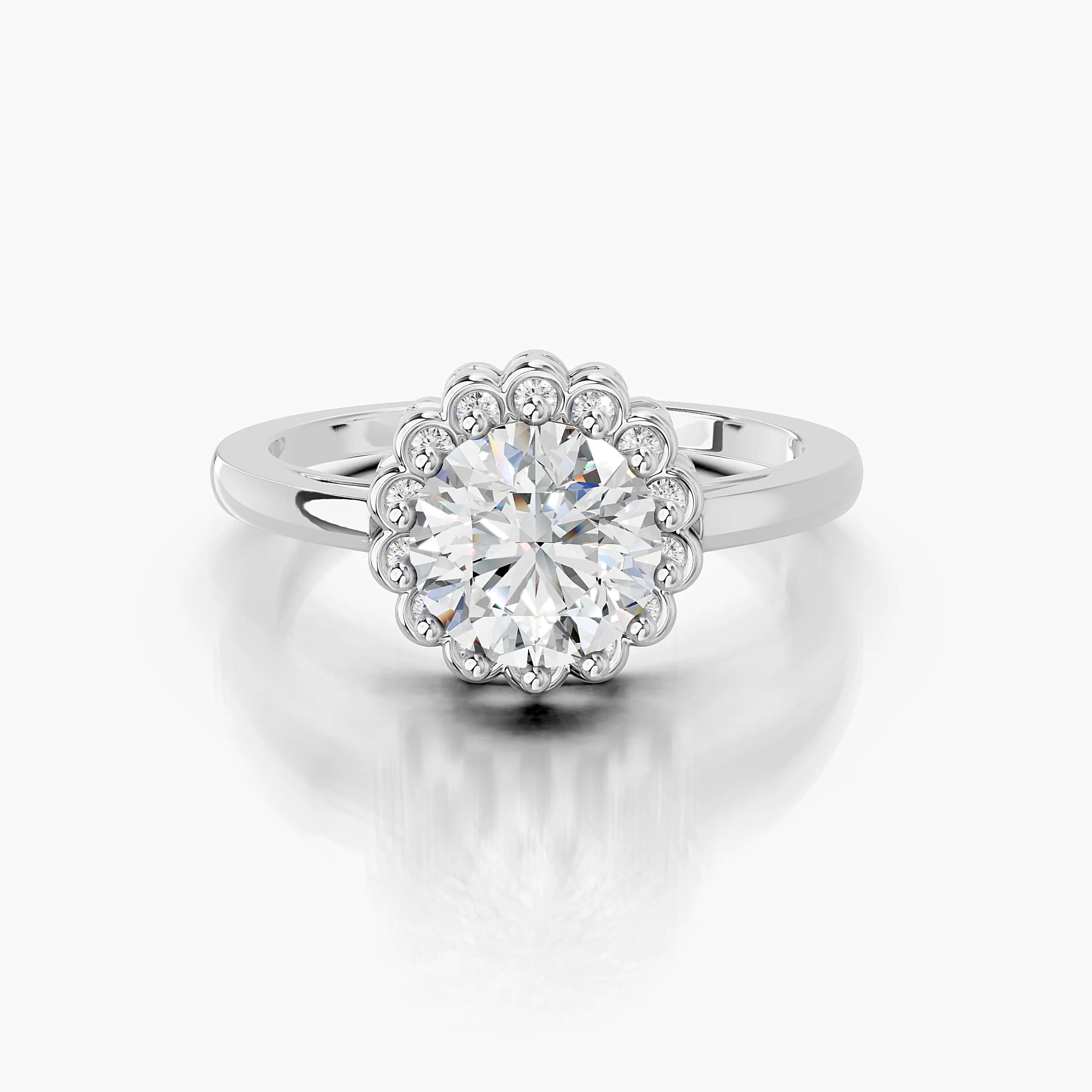 Round Scalloped Halo Ring jewellery