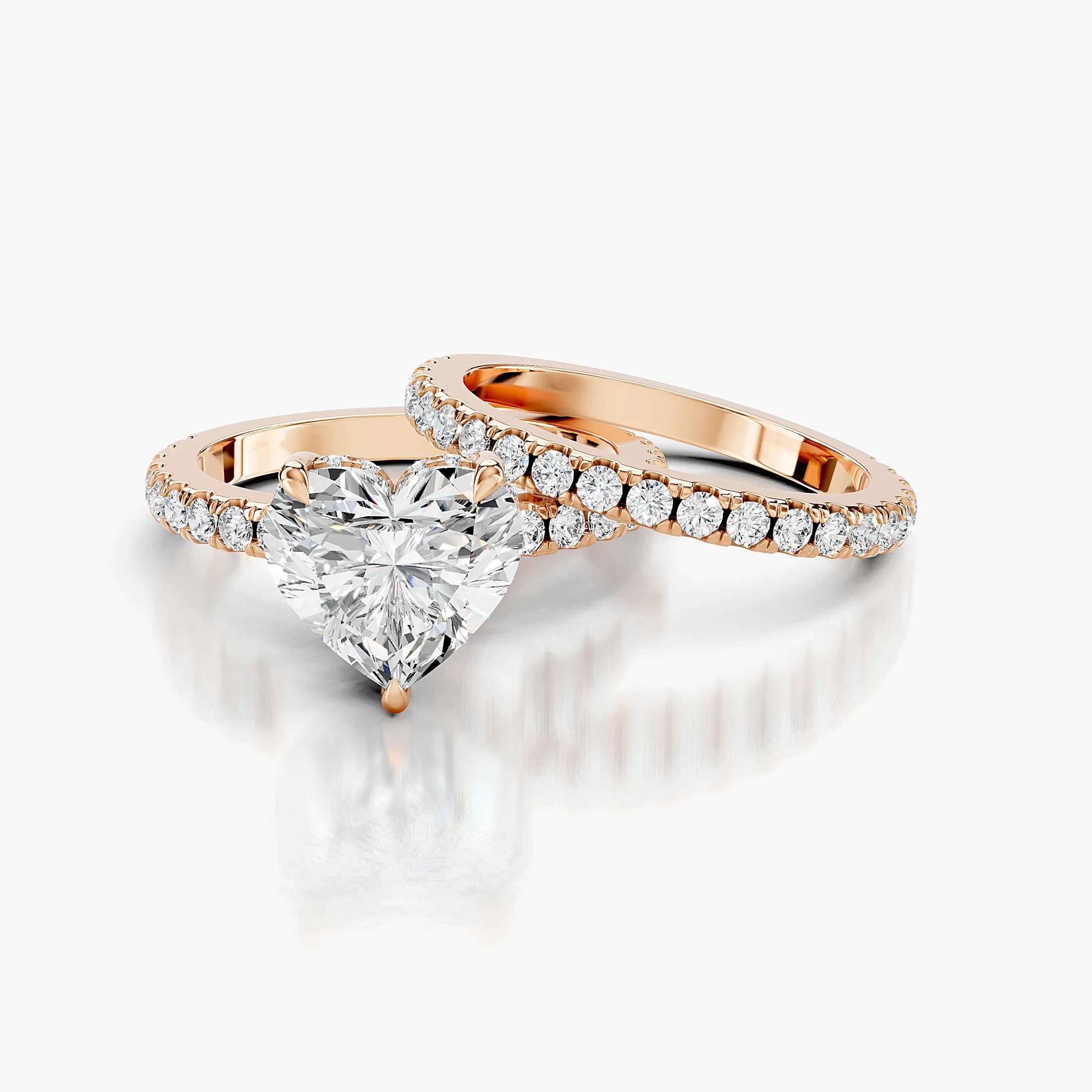 Amora Heart Hidden Halo Bridal Set jewellery