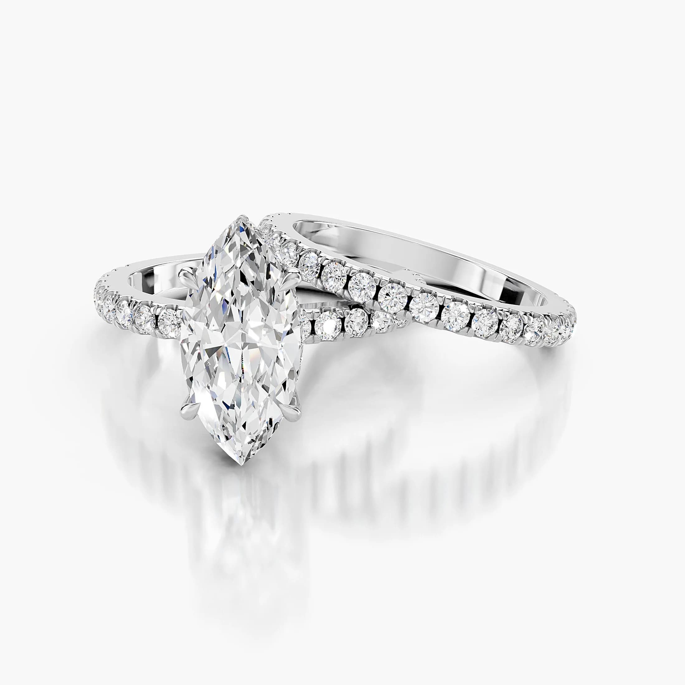Solenne Marquise Hidden Halo Bridal Set jewellery