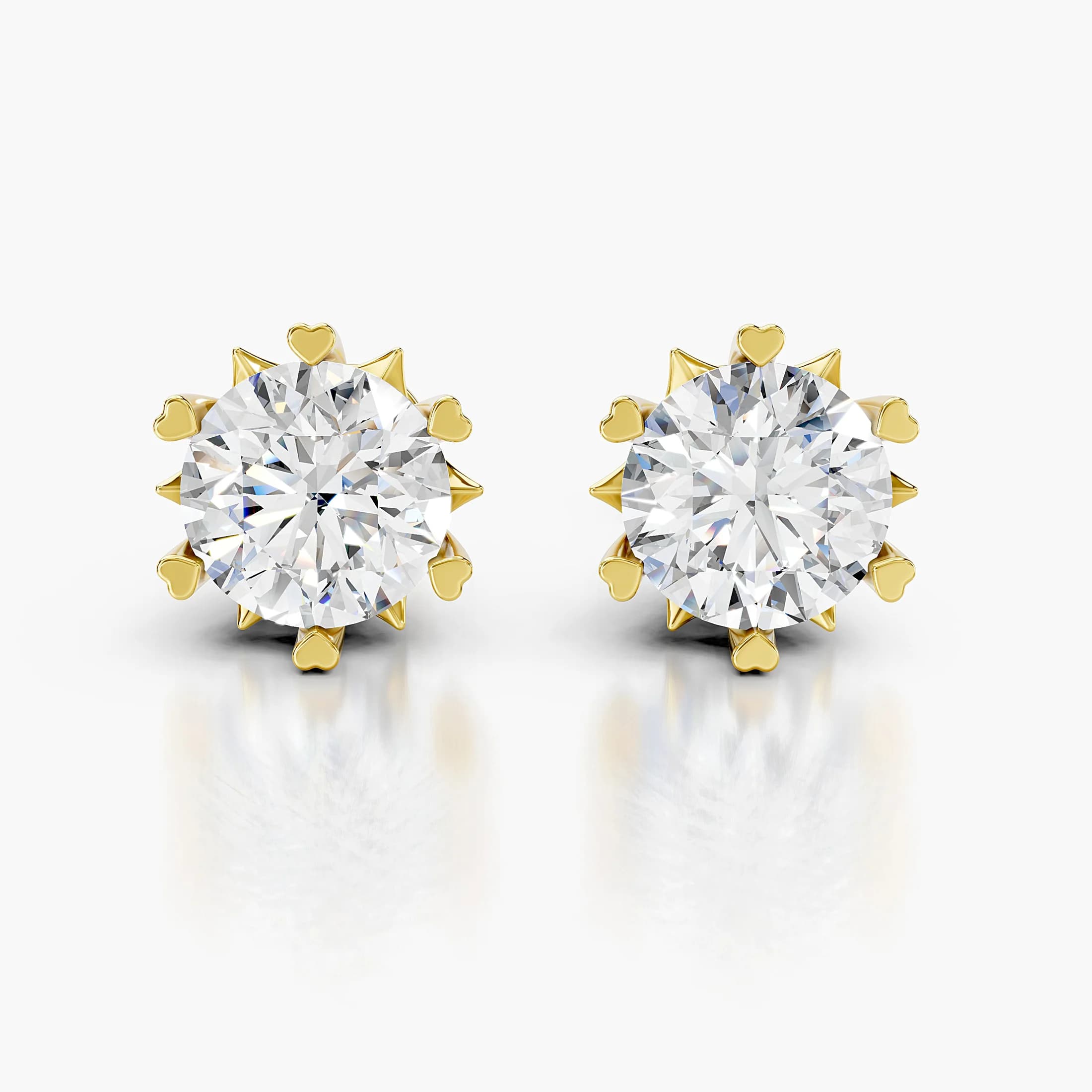 Cherivelle Heart-Prong Round Diamond Stud Earrings jewellery