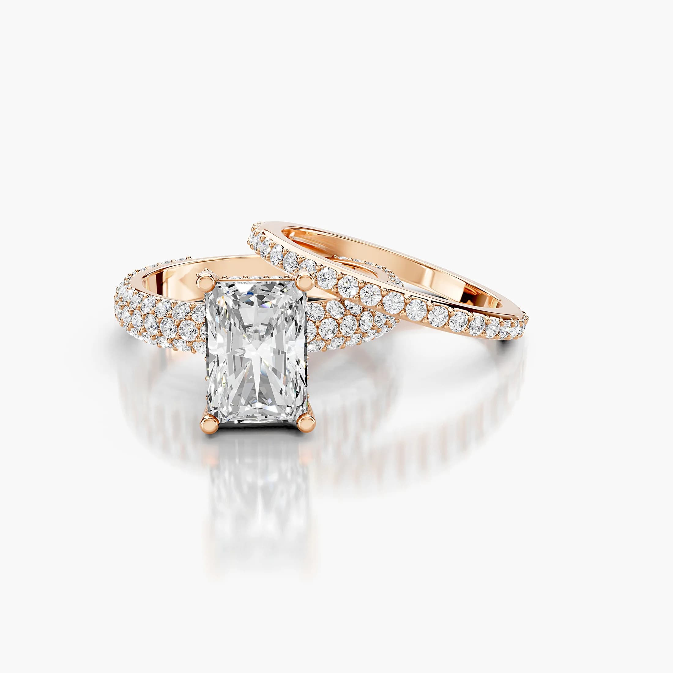 Luminous Crest Radiant Diamond Pavé Bridal Set jewellery