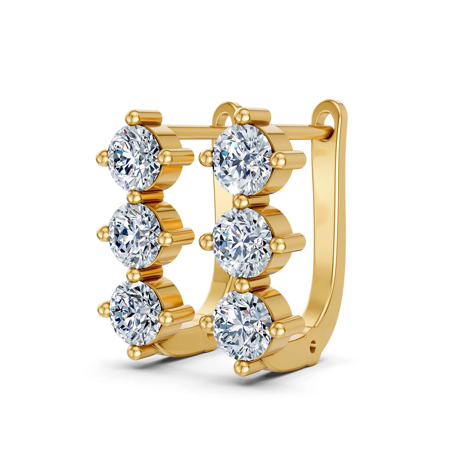 Trivessa Cascade Three-Stone Diamond Huggie Earrings jewellery
