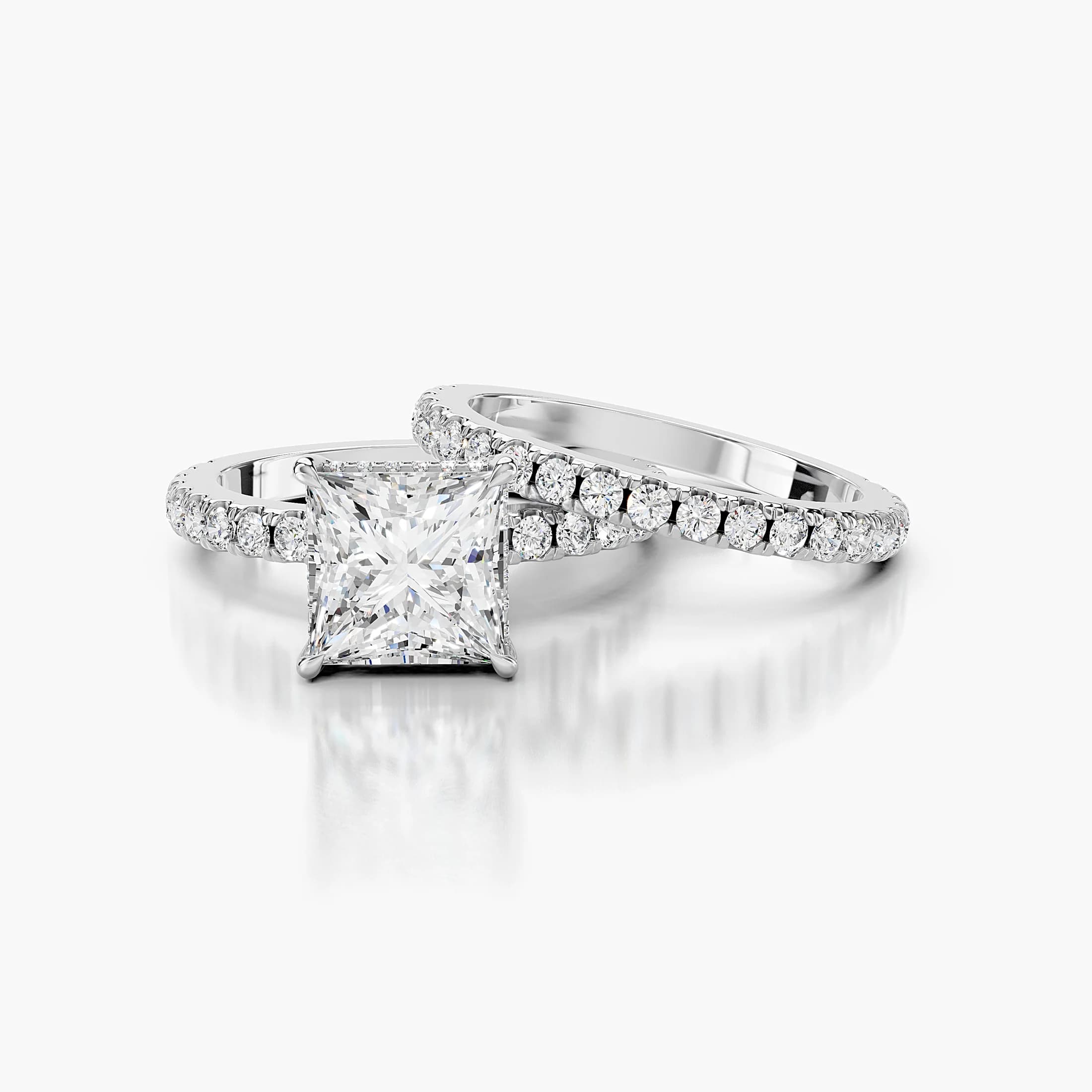 Princess Swirl Diamond Ring Set jewellery