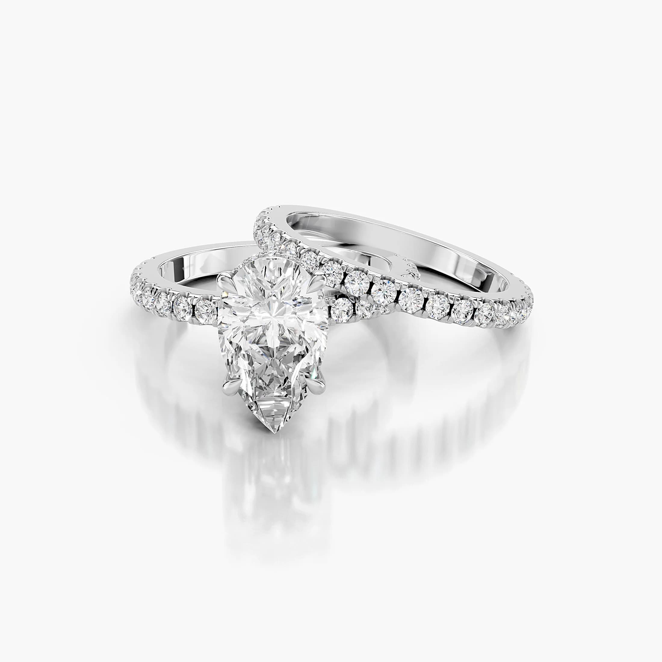 Pear Pear Swirl Diamond Ring Set jewellery