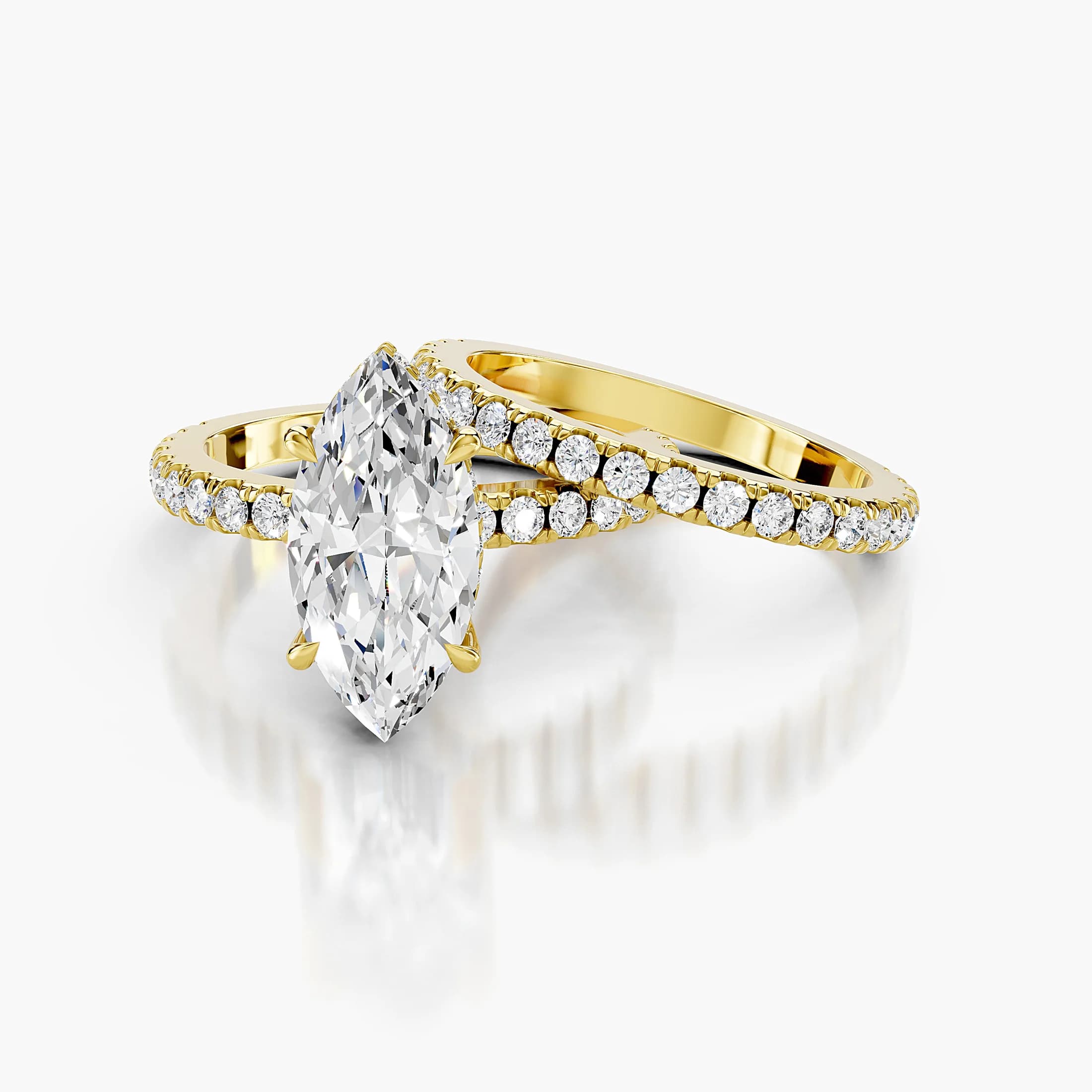 Solenne Marquise Hidden Halo Bridal Set jewellery