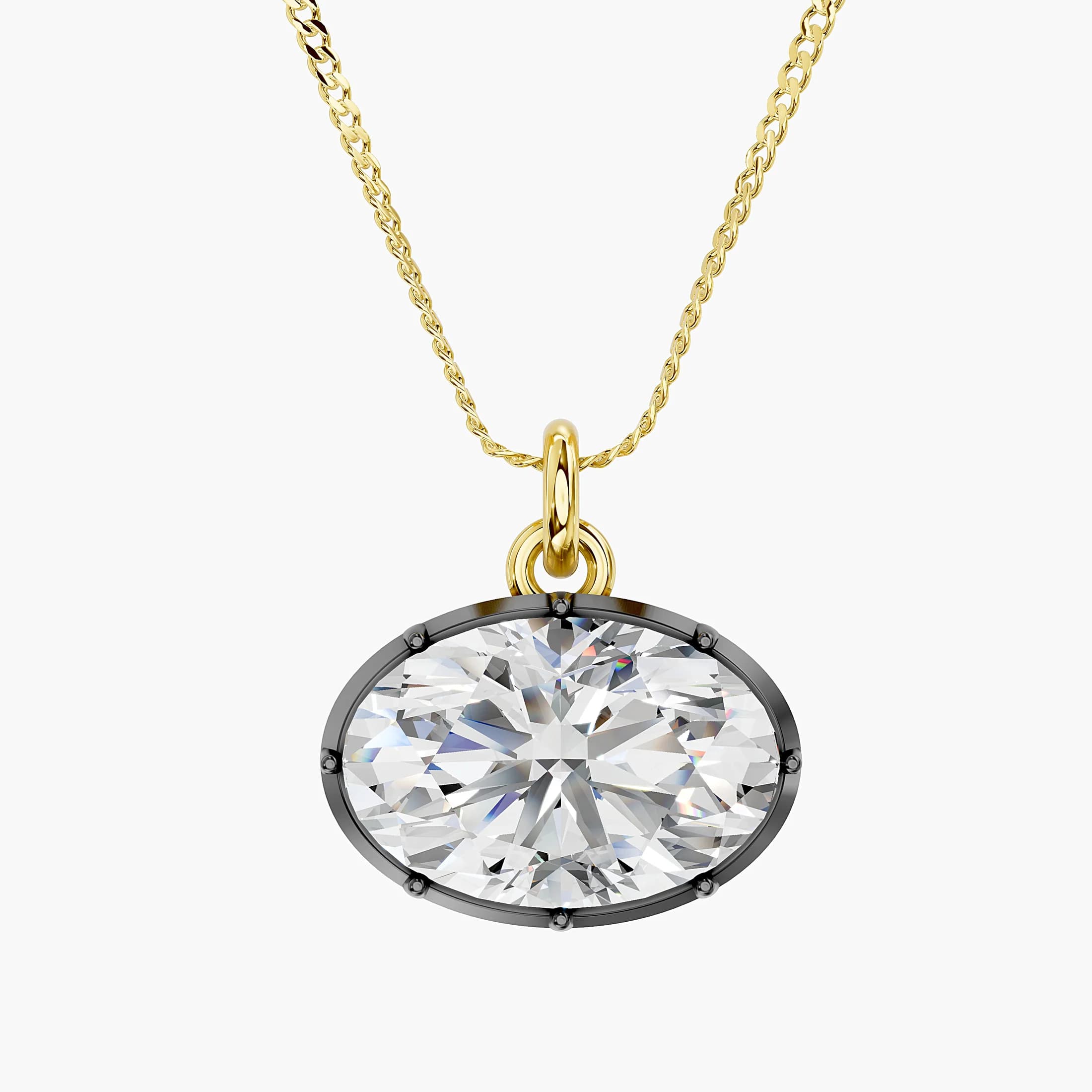 East-West Oval Diamond Bezel Pendant jewellery