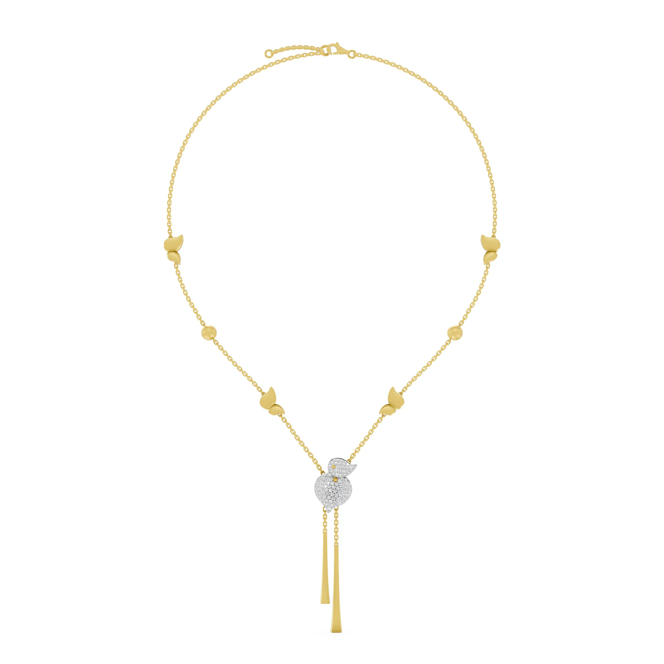 Diamond Leaf Tassel Lariat Necklace jewellery