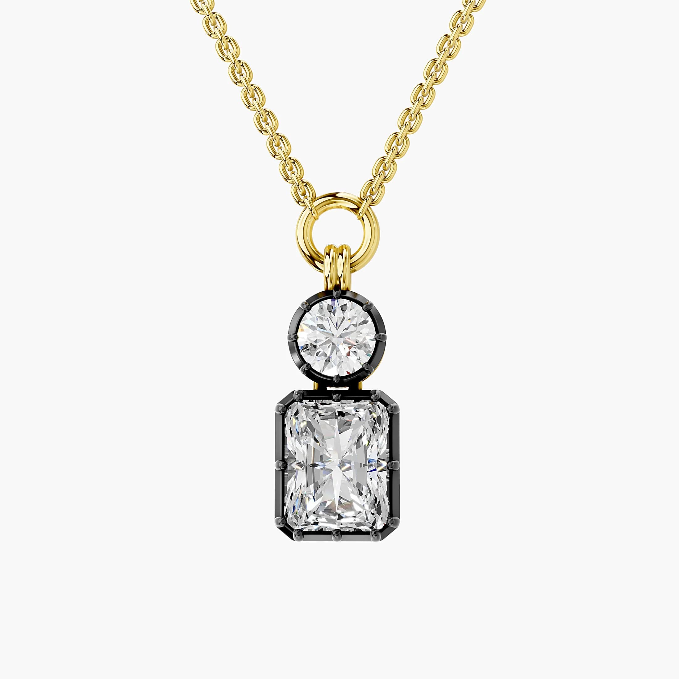 Round and Radiant Two-Stone Diamond Pendant jewellery