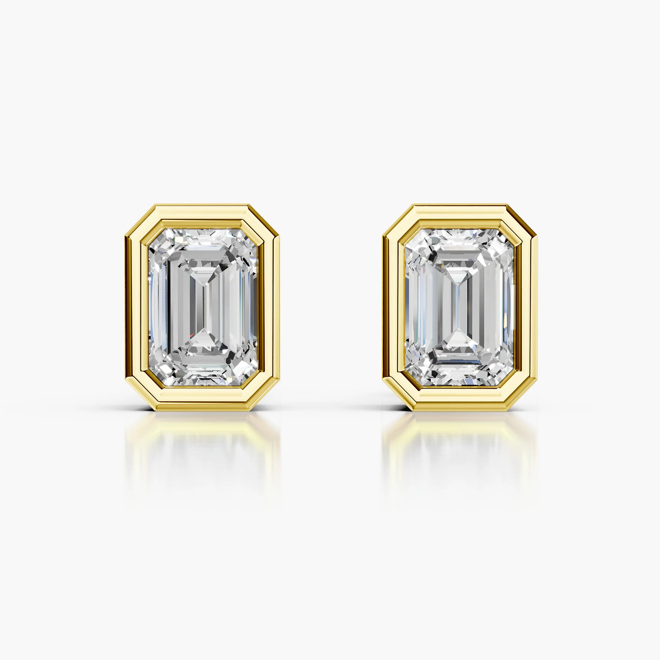 Verona Emerald-Cut Diamond Bezel Stud Earrings 2.00 jewellery