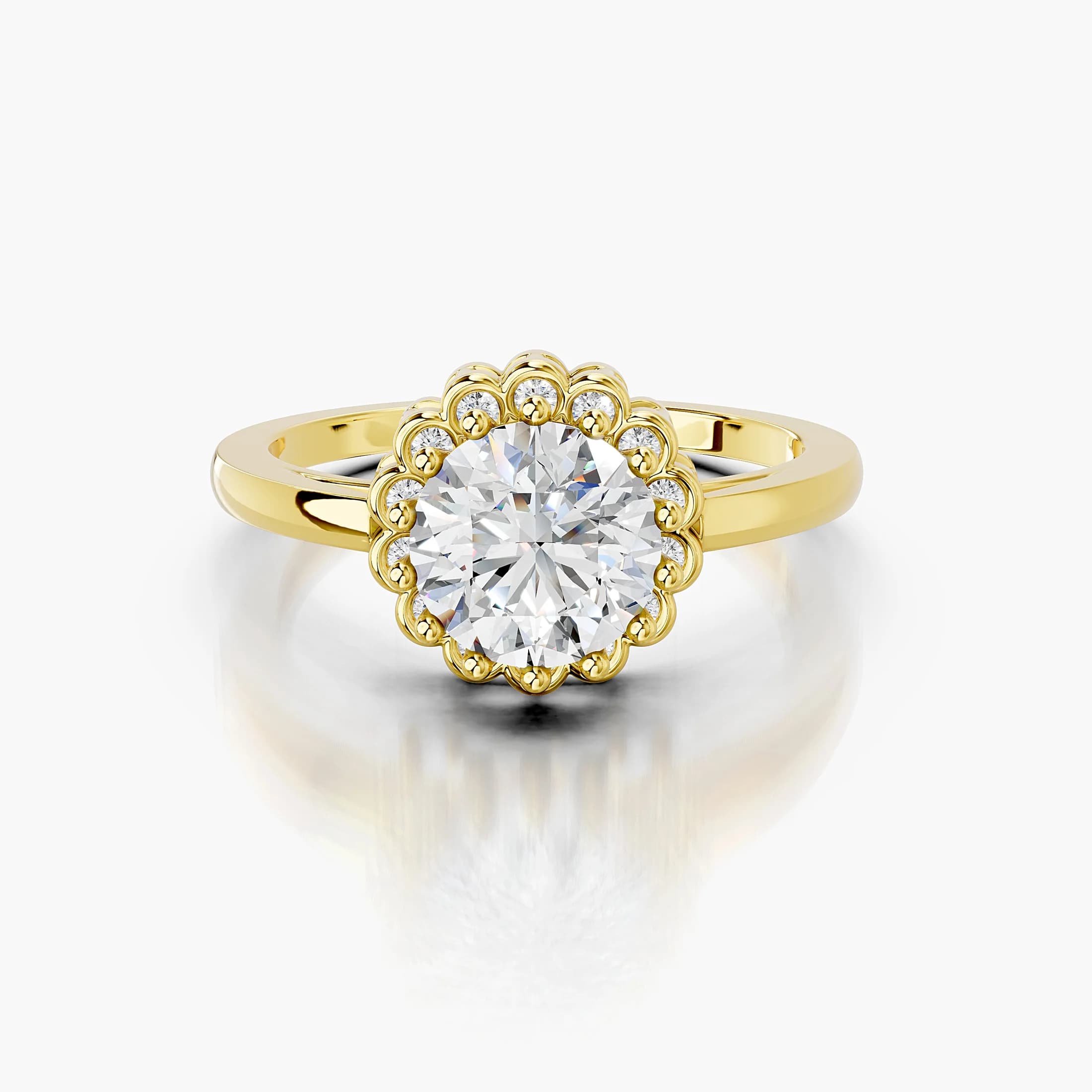 Round Scalloped Halo Ring jewellery