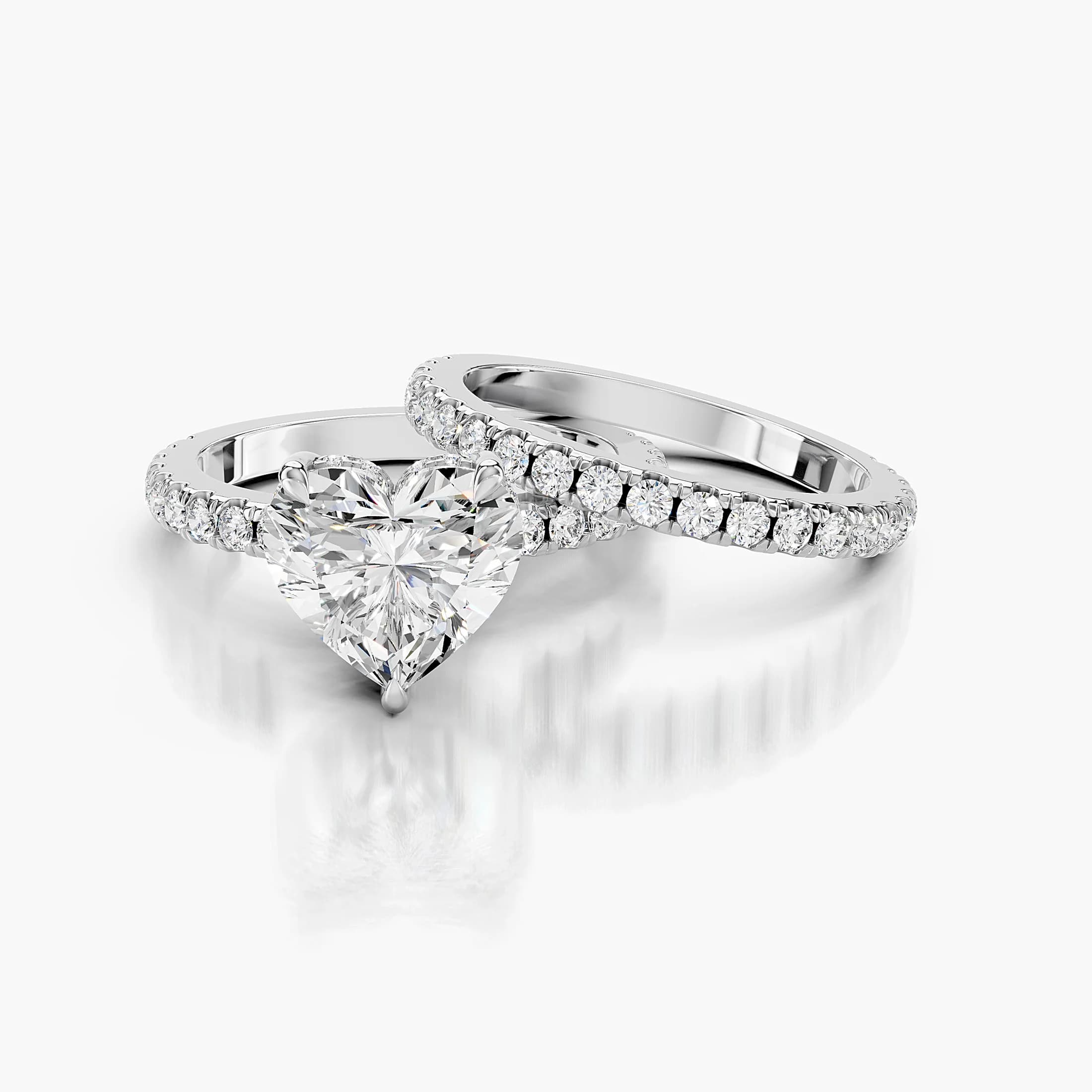 Amora Heart Hidden Halo Bridal Set jewellery
