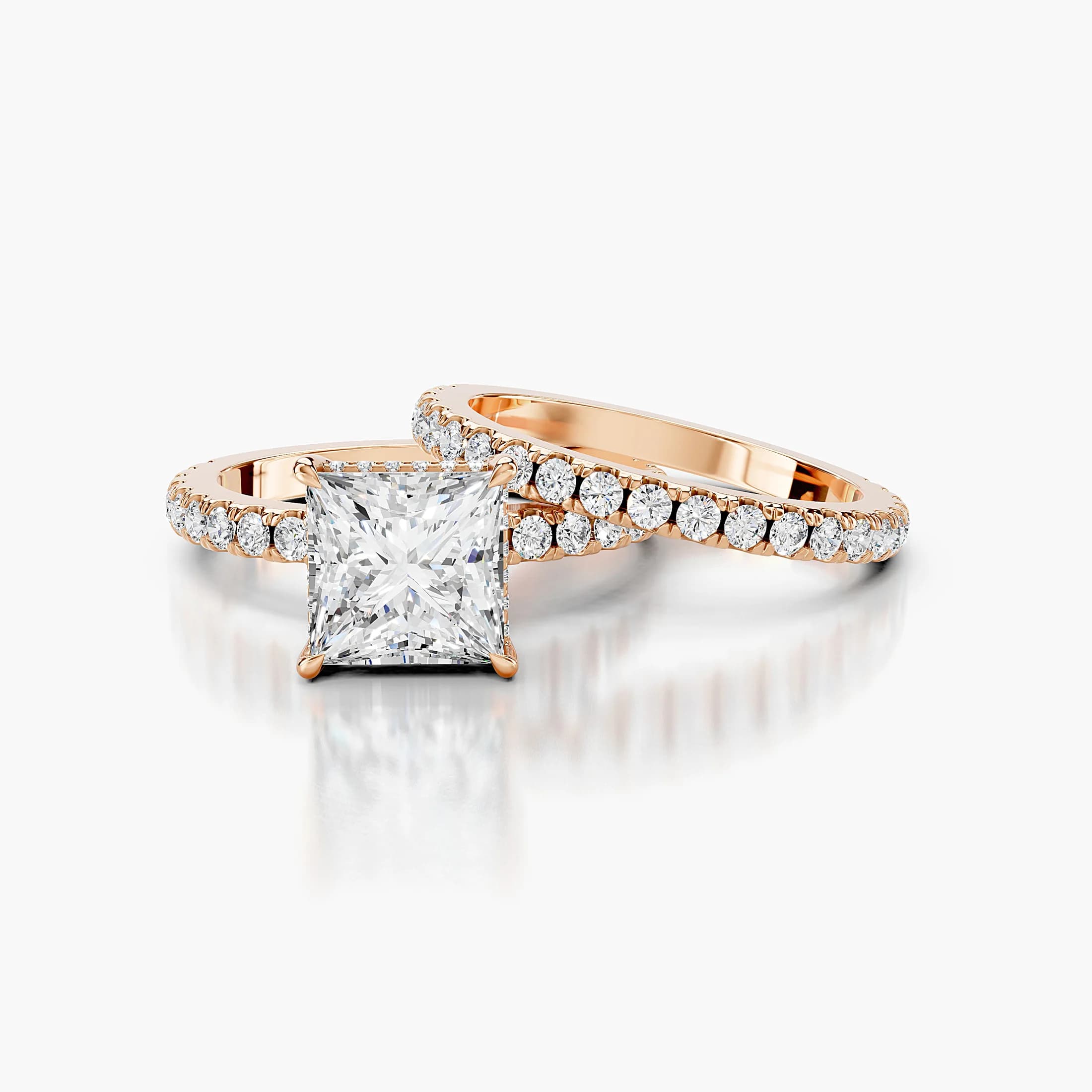 Princess Swirl Diamond Ring Set jewellery
