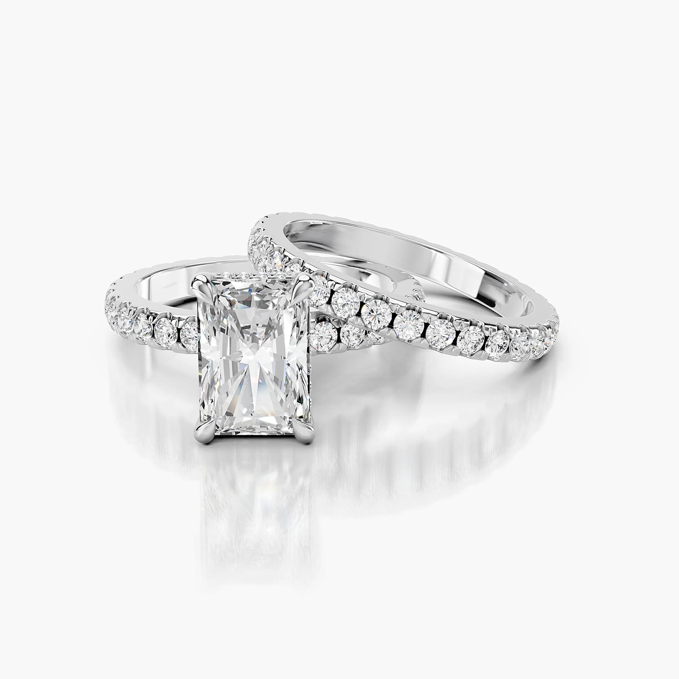 Radiant Swirl Diamond Ring Set jewellery