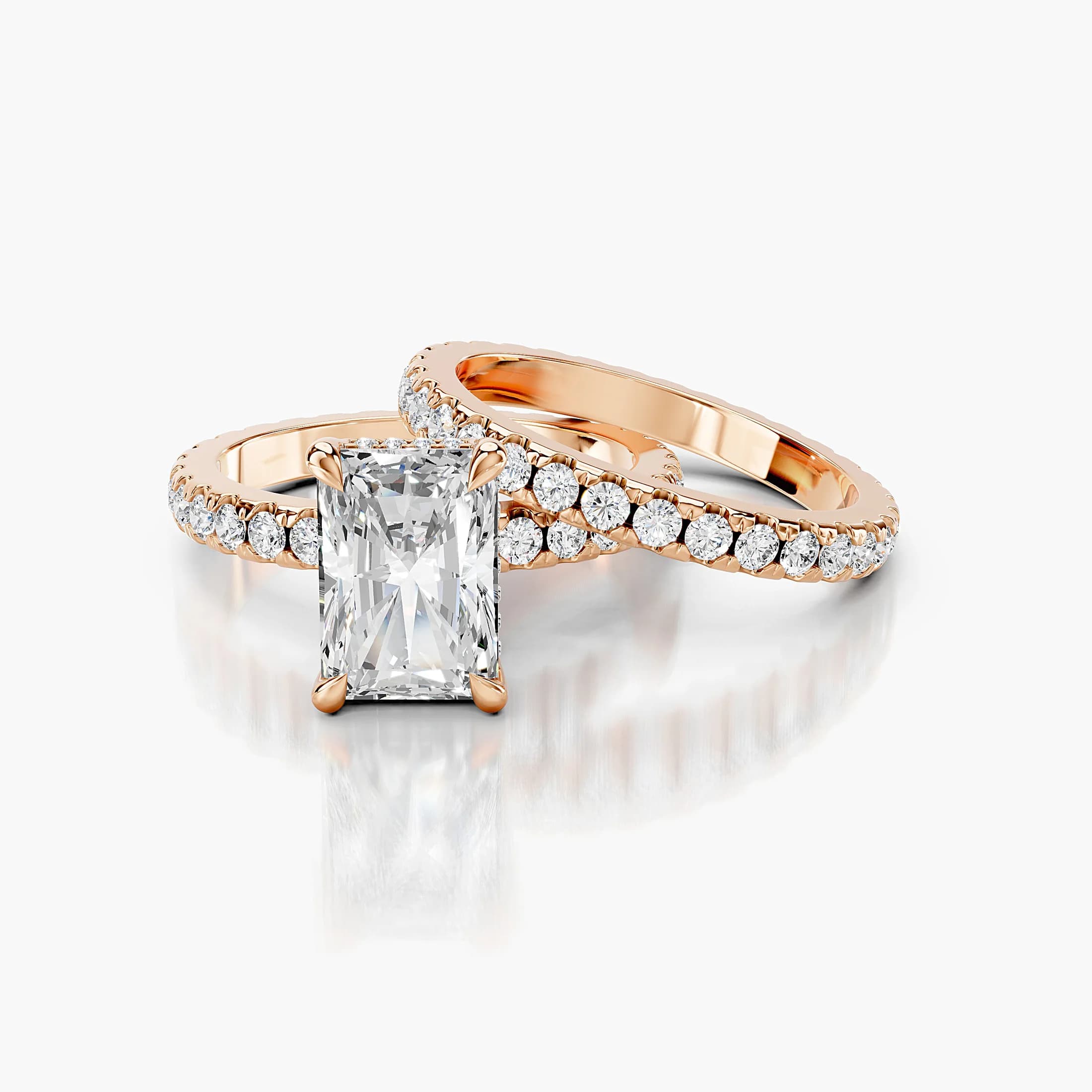 Radiant Swirl Diamond Ring Set jewellery