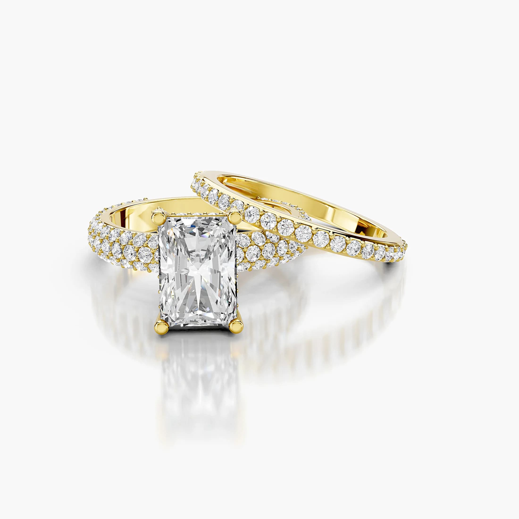 Luminous Crest Radiant Diamond Pavé Bridal Set jewellery