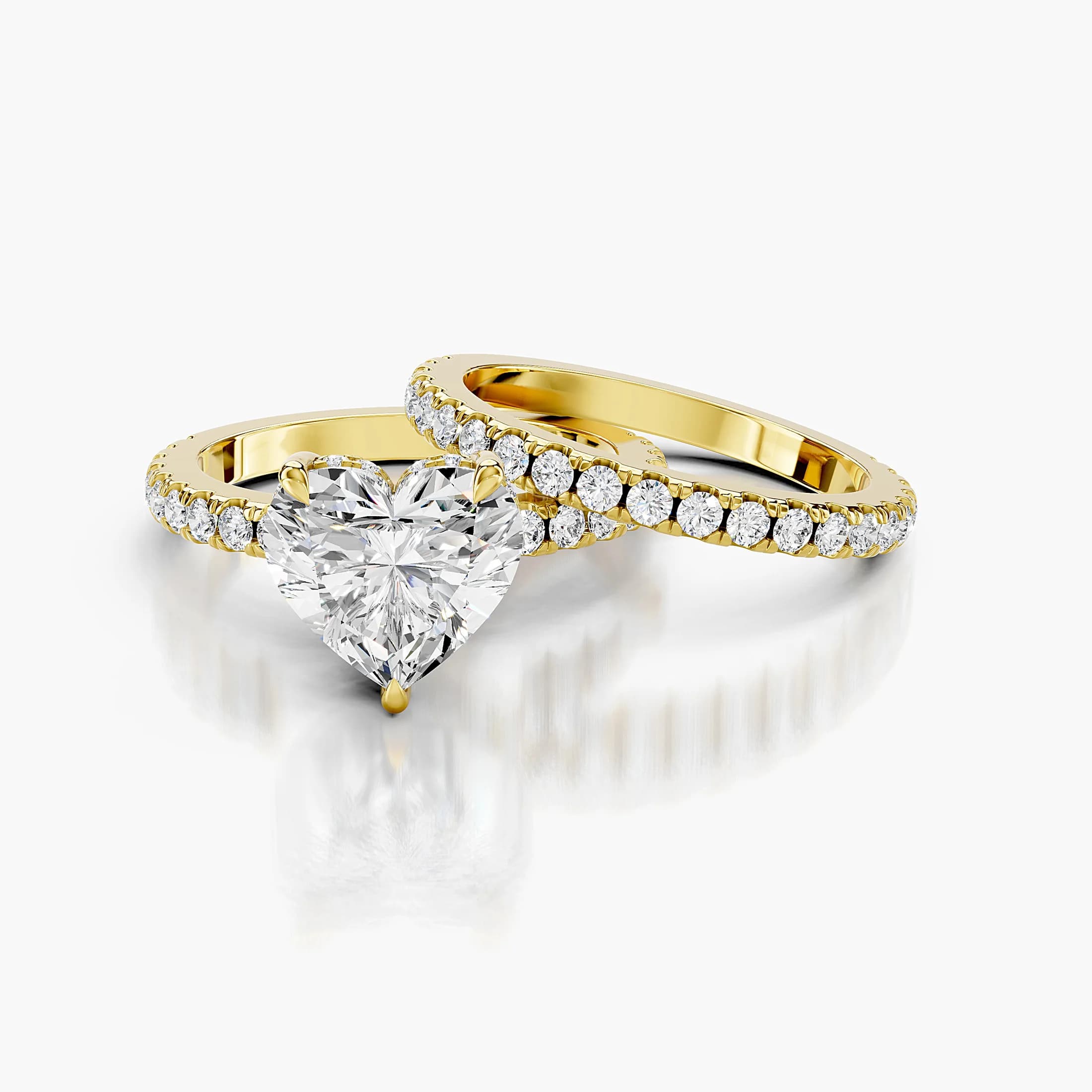 Amora Heart Hidden Halo Bridal Set jewellery