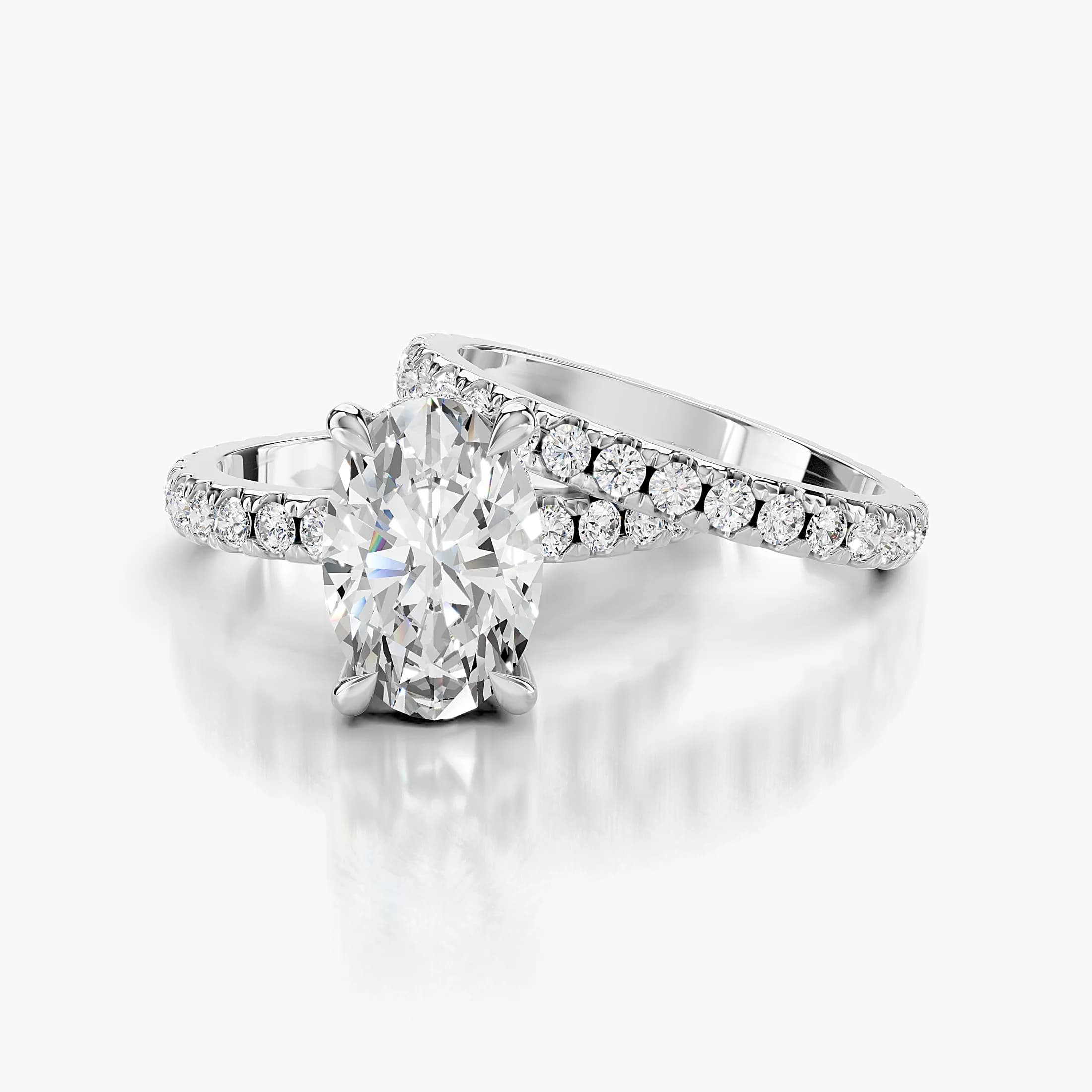 Celestine Oval Hidden Halo Bridal Set jewellery