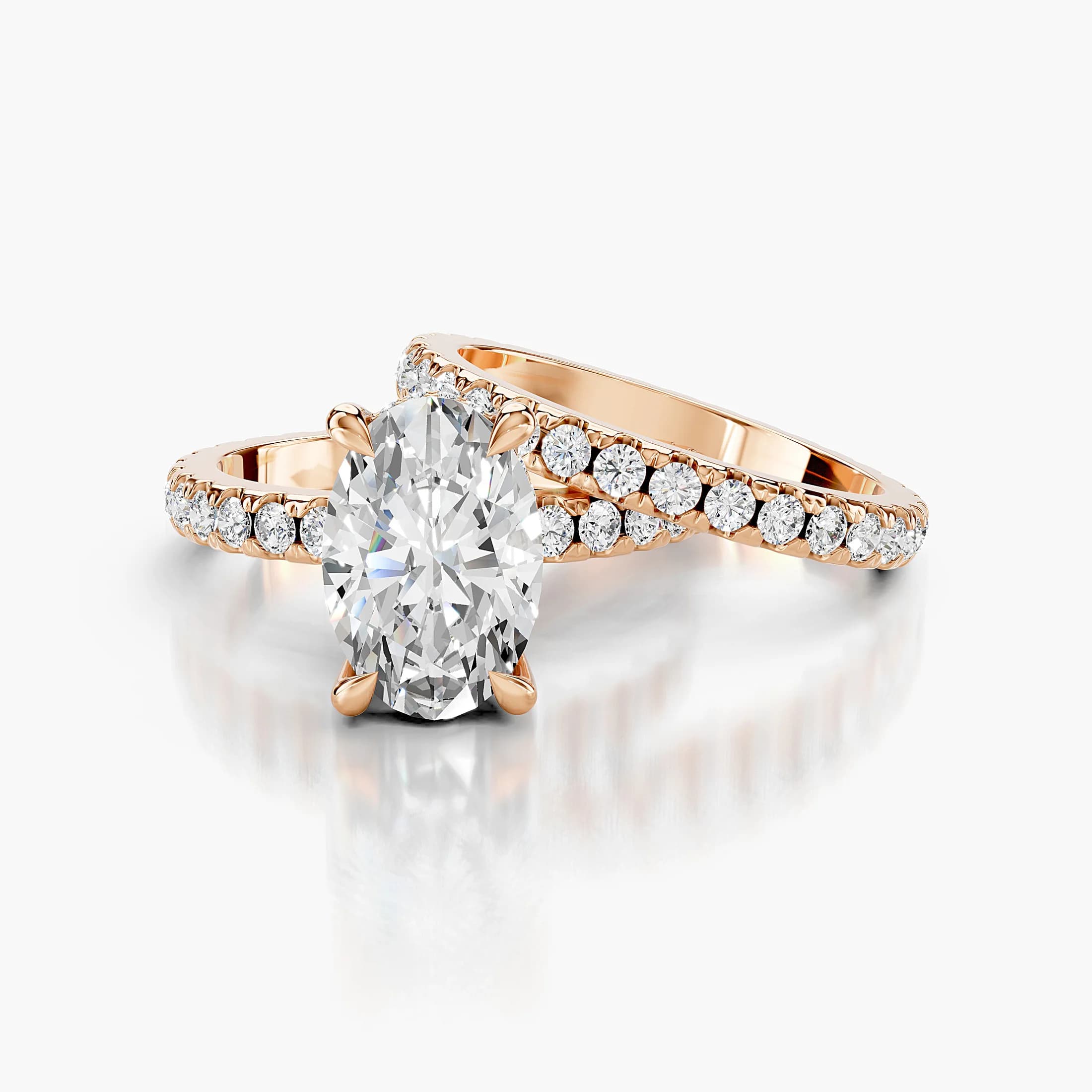 Celestine Oval Hidden Halo Bridal Set jewellery