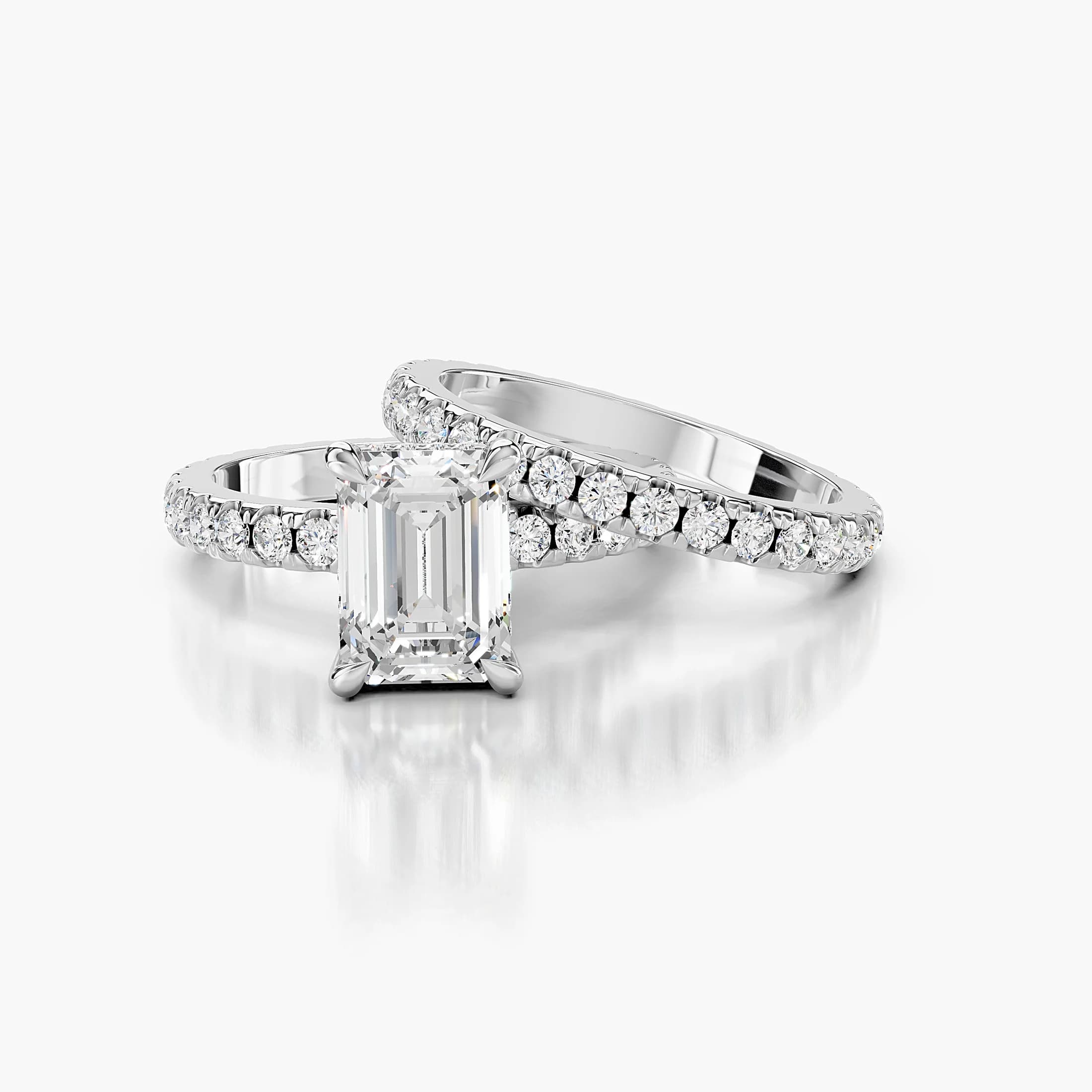Aurelia Emerald Hidden Halo Bridal Set jewellery