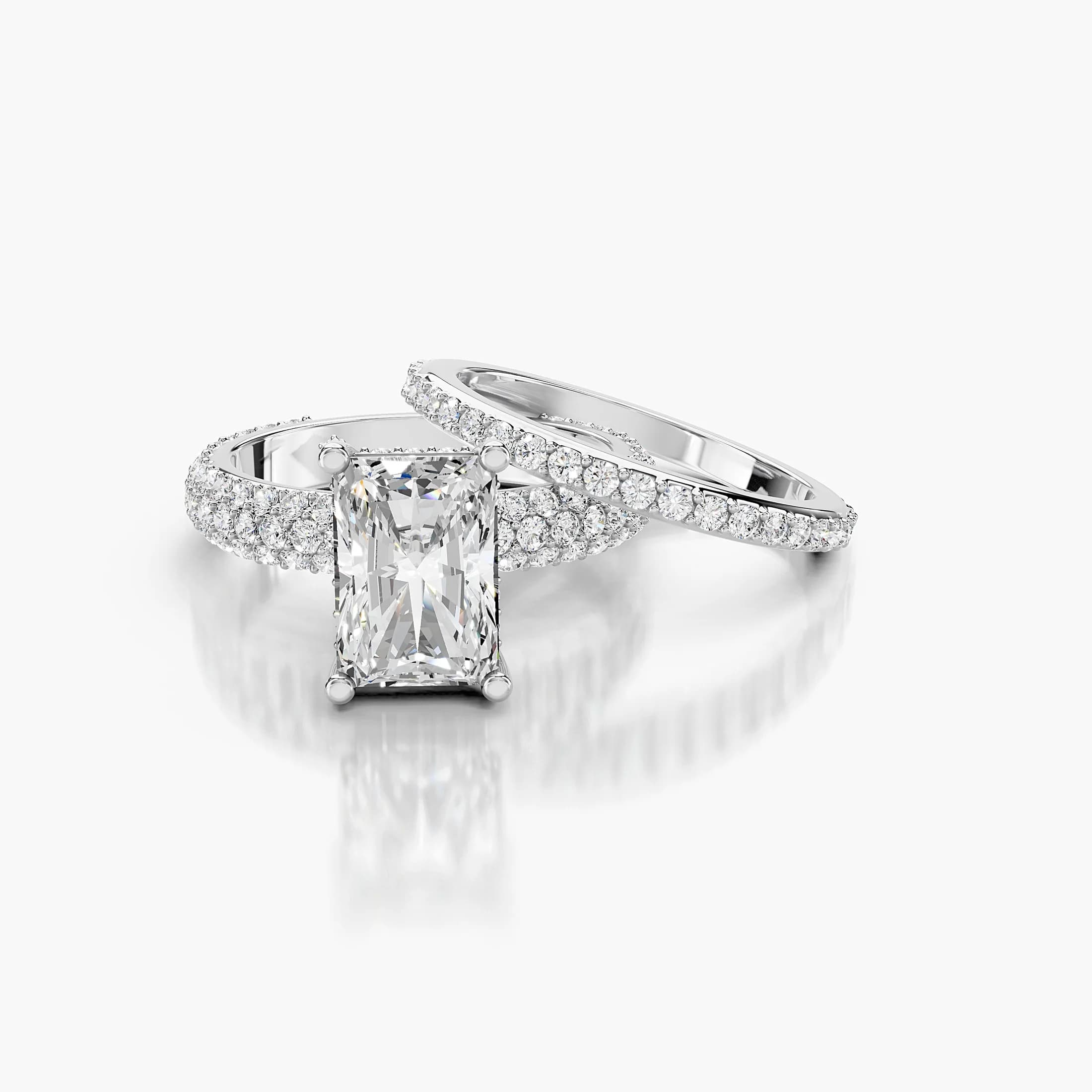 Luminous Crest Radiant Diamond Pavé Bridal Set jewellery