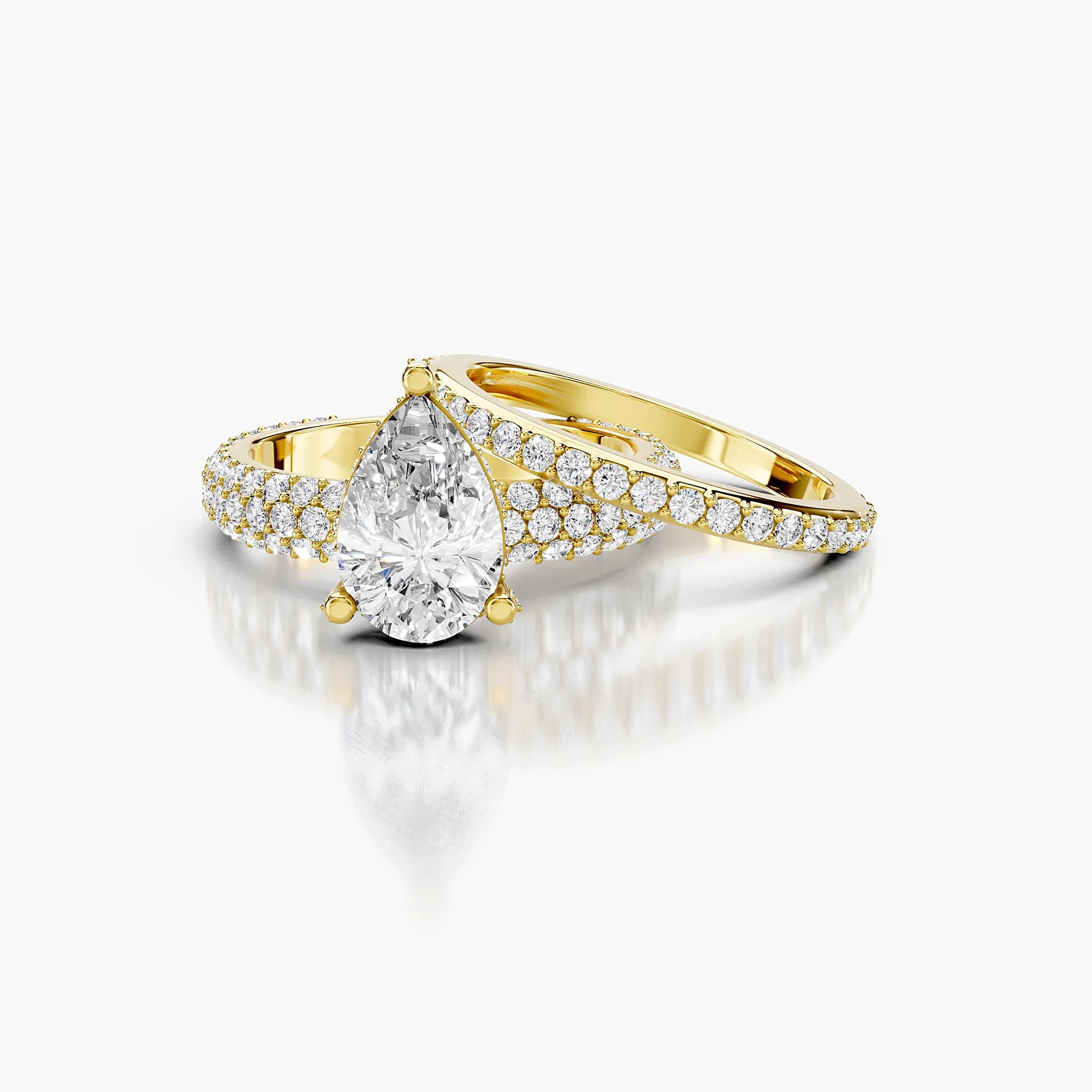 Luminous Point Pear Pavé Bridal Set jewellery