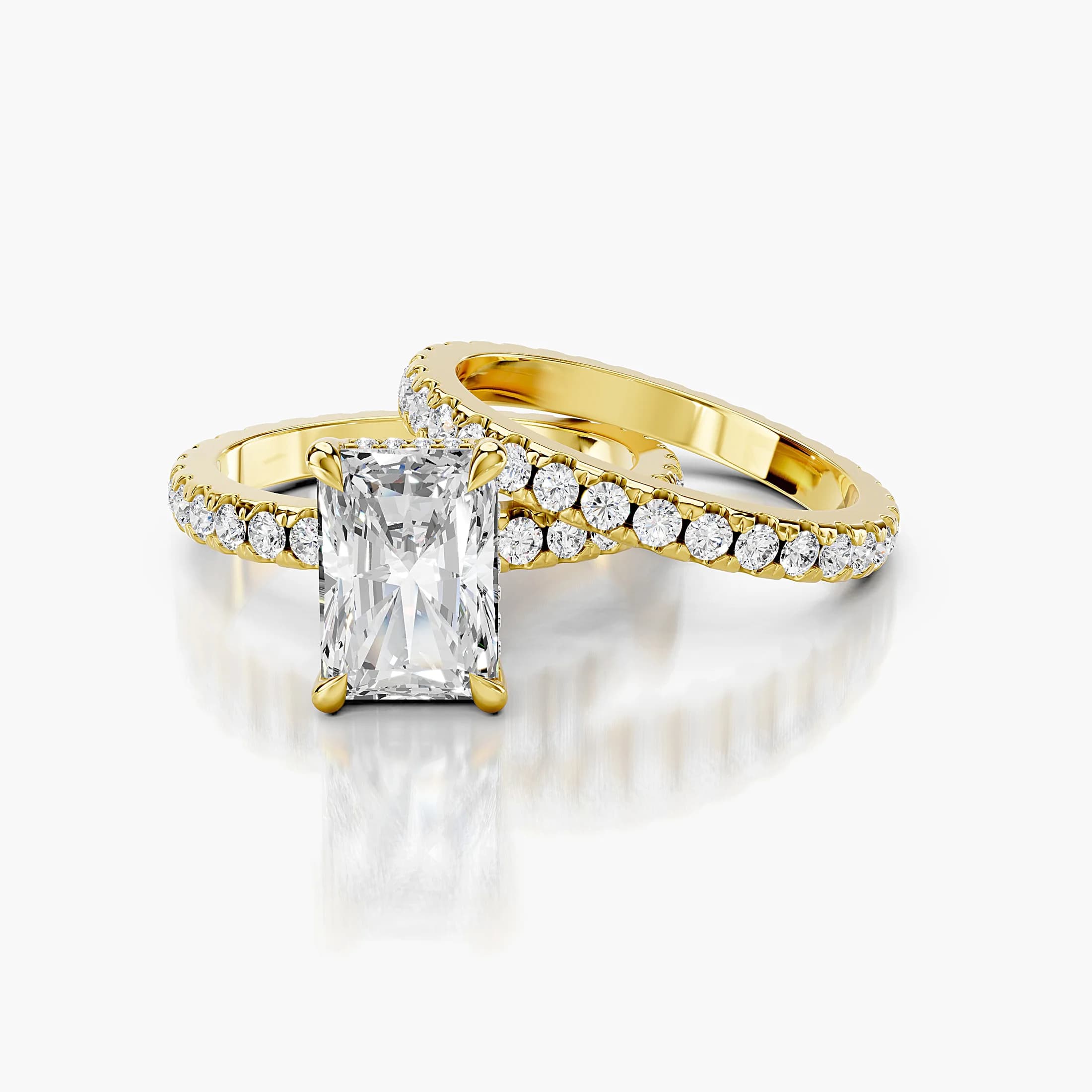 Radiant Swirl Diamond Ring Set jewellery