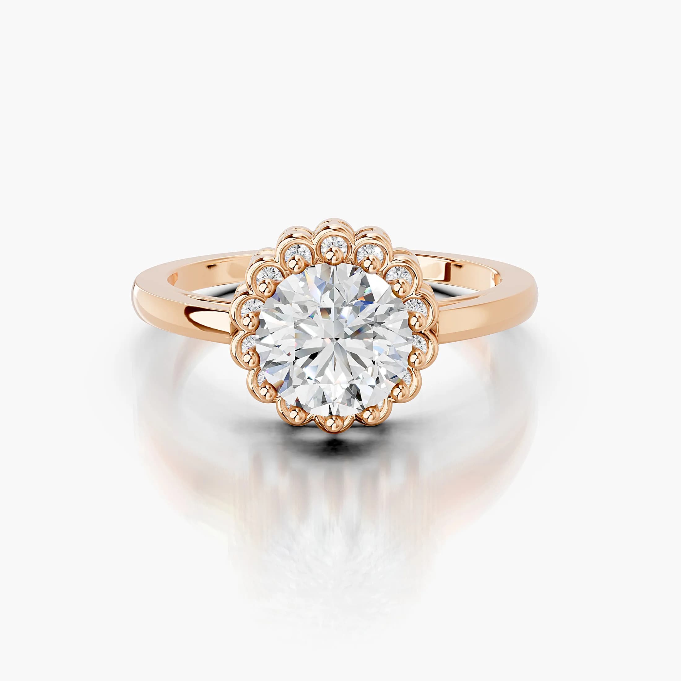 Round Scalloped Halo Ring jewellery